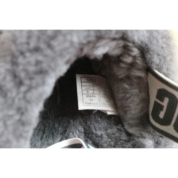 Ugg Slippers 8 Womens Gray Fluff Yeah Faux Fur Sandals Slides Slip On - Picture 8 of 8